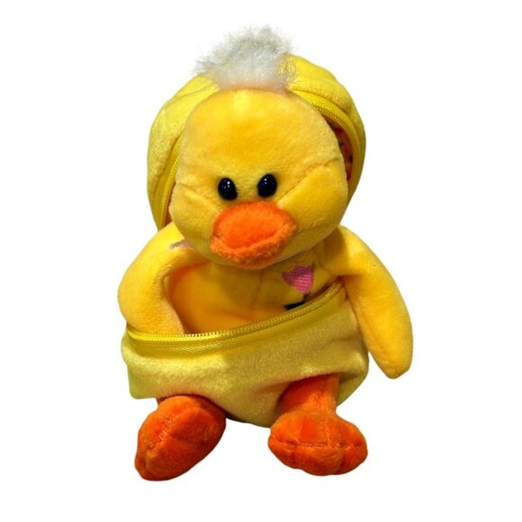 Easter Plush Animal Vintage Duck Chick in Zipper Stuffed Egg 8" Plushland 2000 - Picture 2 of 10